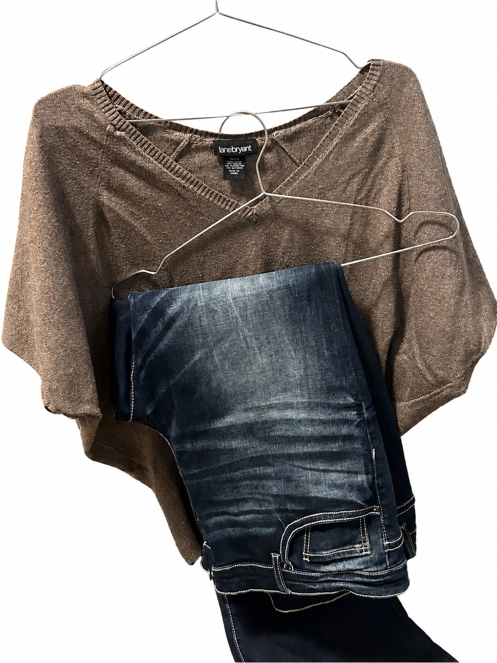 BKE Payton Jeans 36x37.5 + Lane Bryant 18/20 Metallic Sweater 2-Piece Outfit